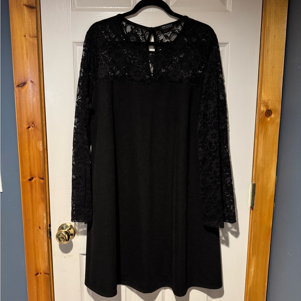 Pink Clove Elegant Black Long Sleeve Dress